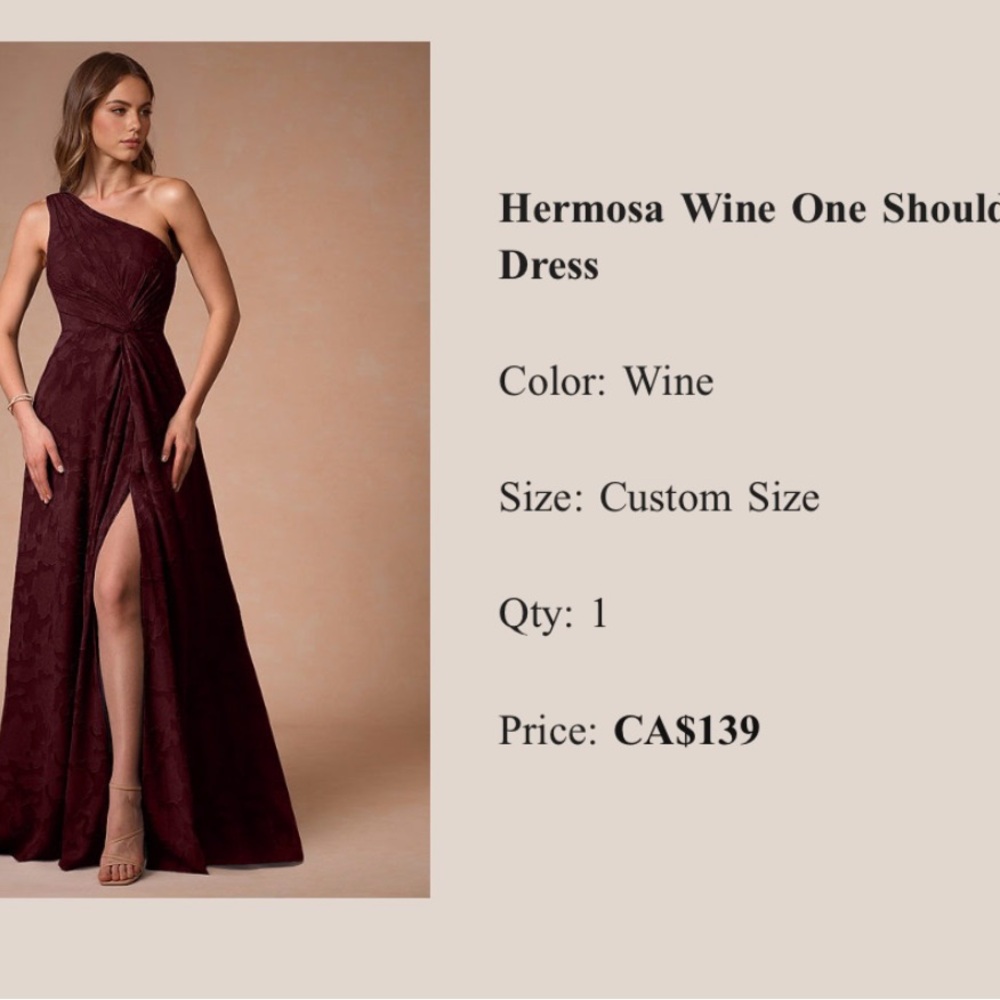 Wine One Shoulder Dress